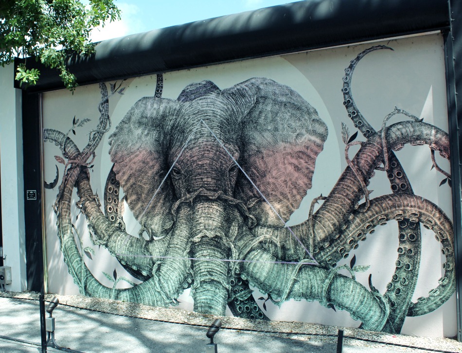 street art éléphant pastel à Wynwood Walls Miami
